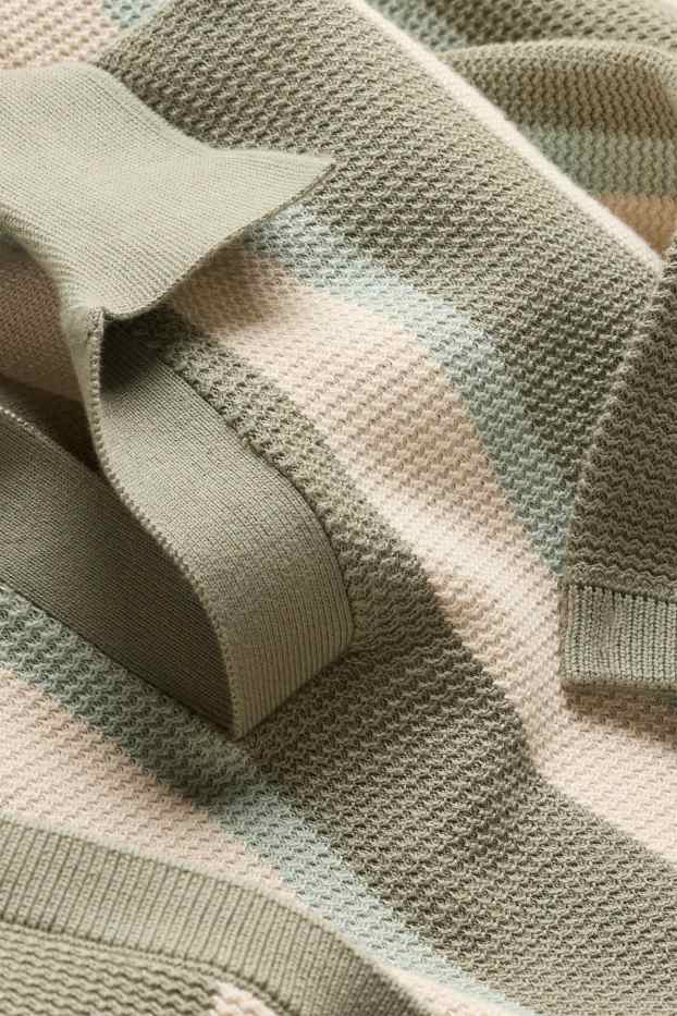 Herren - Strick-Poloshirt - Regular Fit - gestreift - strukturiert - grün