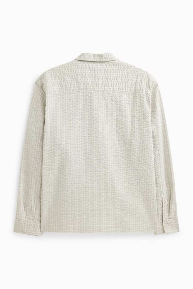 Hommes - Chemise - relaxed fit - col kent - finition texturée - blanc crème