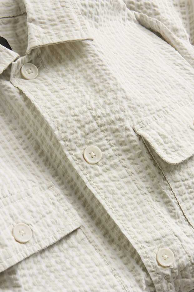 Hommes - Chemise - relaxed fit - col kent - finition texturée - blanc crème