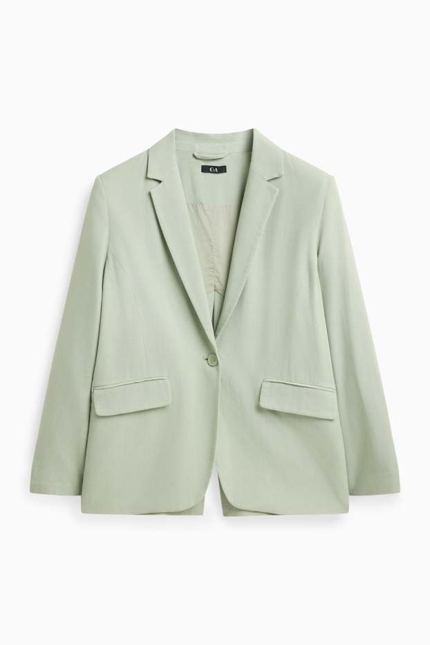 Dames - Blazer met linnengehalte - relaxed fit - groen