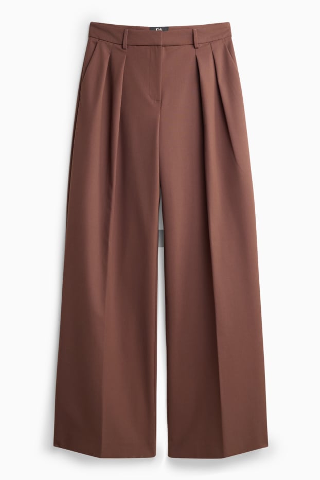 Damen - Business-Hose - Mid Waist - Regular Fit - braun