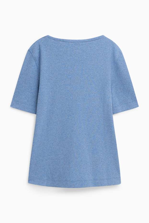 Donna - T-shirt - slim fit - a coste - blu