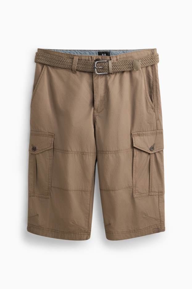 Herren - Cargo-Bermudas mit Gürtel - braun