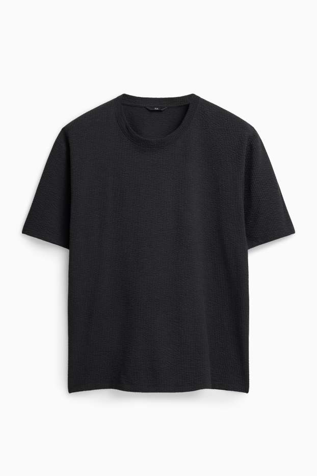 Herren - T-Shirt - Reguar Fit - strukturiert - schwarz