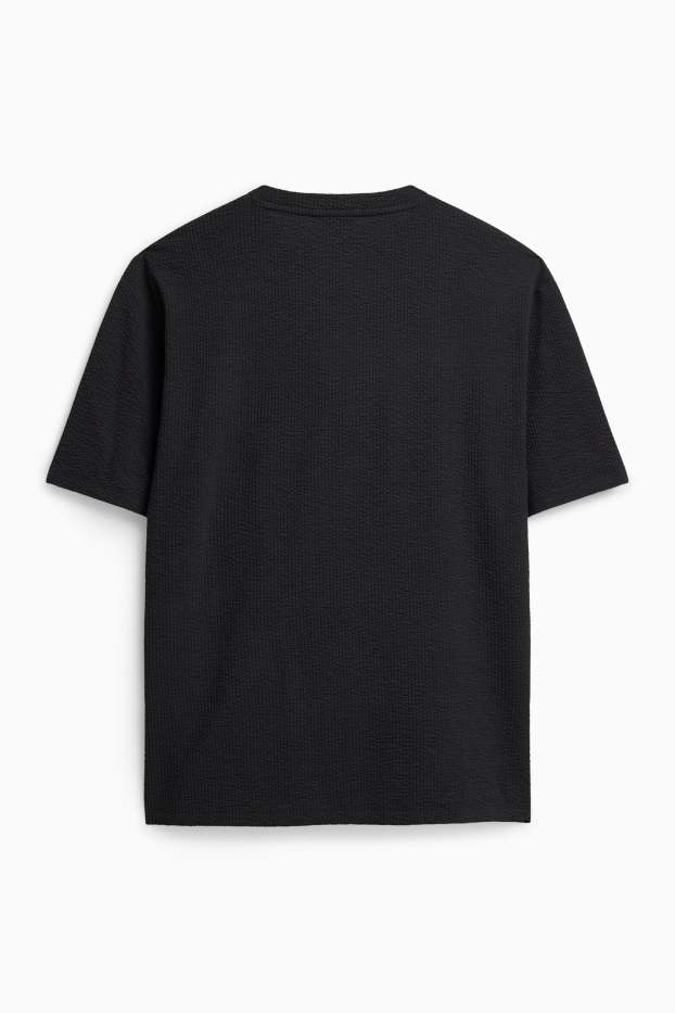 Herren - T-Shirt - Reguar Fit - strukturiert - schwarz