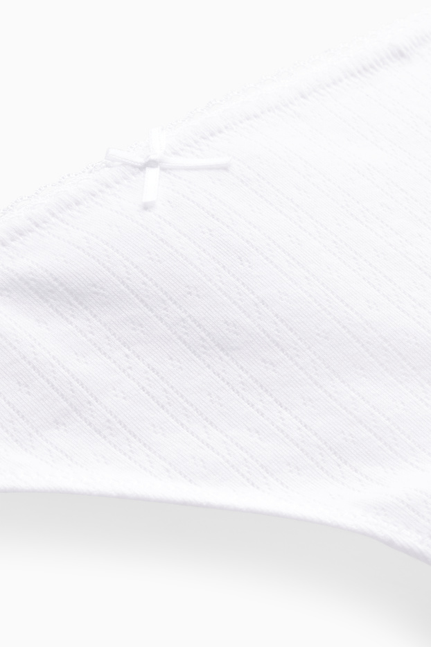 Femmes - String en pointelle - blanc