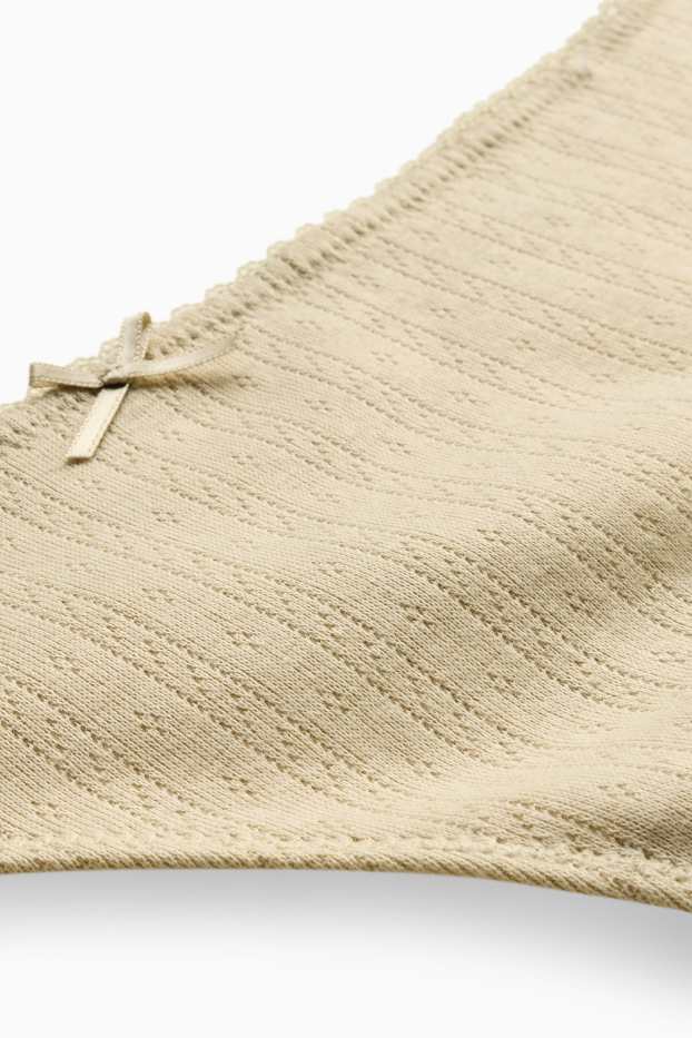 Femmes - String en pointelle - beige