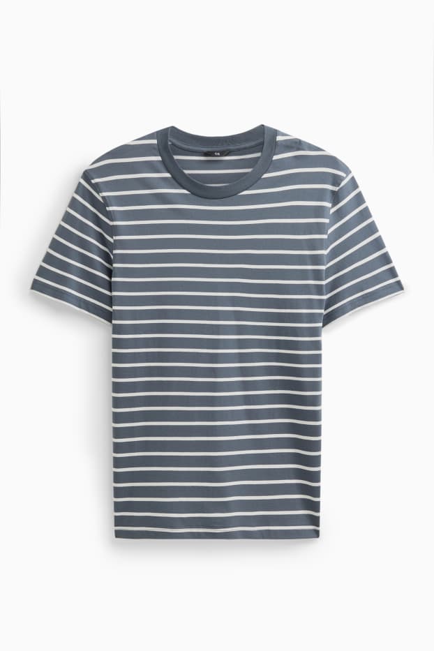 Men - T-shirt - regular fit - striped - gray