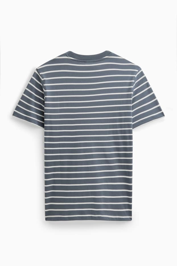 Men - T-shirt - regular fit - striped - gray