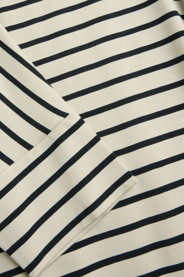 Damen - Langarmshirt - Regular Fit - gestreift - weiss / schwarz