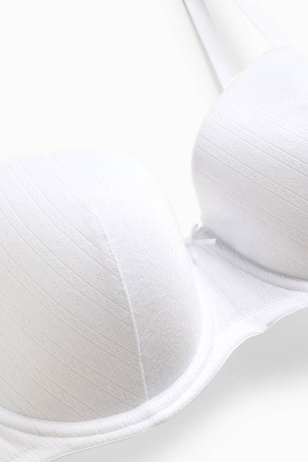 Femmes - Soutien-gorge en pointelle avec armatures - DEMI - ampliforme - blanc