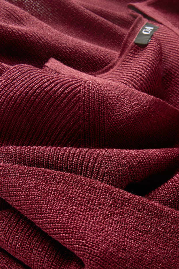 Damen - Strickpullover - kurzarm - Glanz-Effekt - dunkelrot