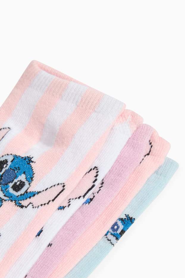 Kinder Mädchen - Multipack 5er - Lilo & Stitch - Sneakersocken mit Motiv - rosa