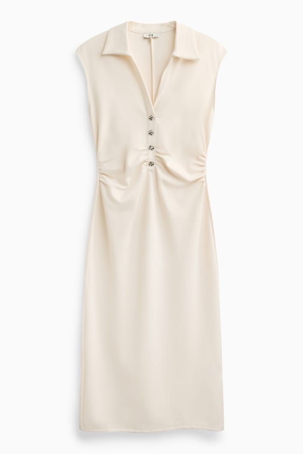 Women - Bodycon dress - textured - creme