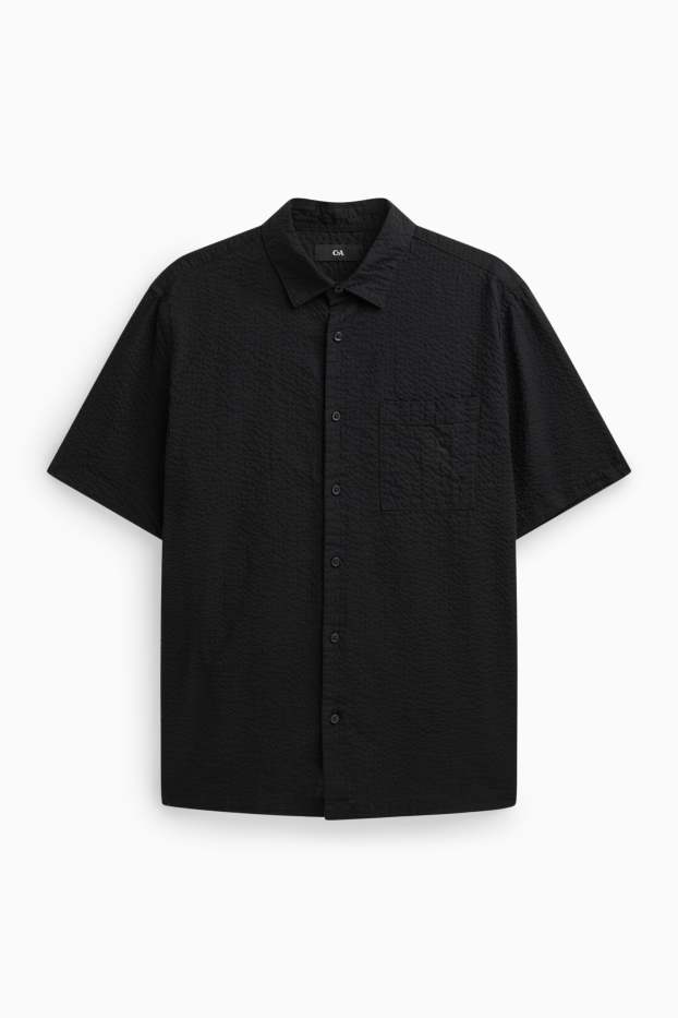 Uomo - Camicia - regular fit - collo all'italiana - nero