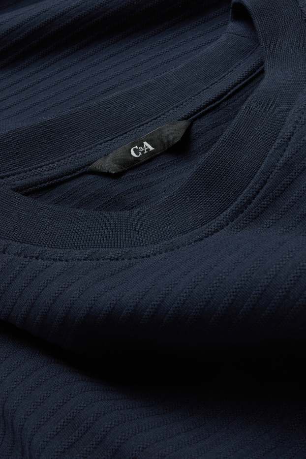 Herren - T-Shirt - Regular Fit - gerippt - blau