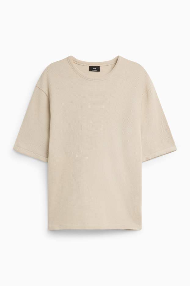 Herren - T-Shirt - Relaxed Fit - strukturiert - beige