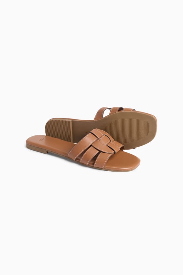Damen - Sandalen - Lederimitat - braun