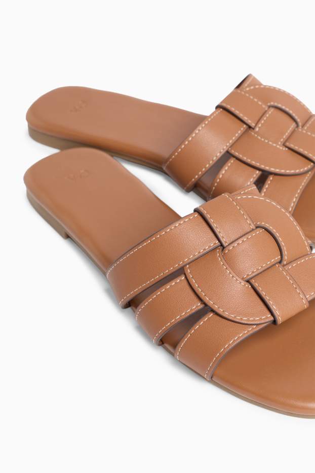 Damen - Sandalen - Lederimitat - braun