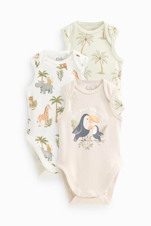 Unisex - Multipack 3er - Dschungel - Baby-Body - weiß