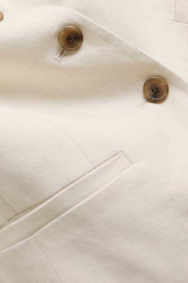 Dames - Business-gilet - getailleerd - linnenmix - crèmekleurig