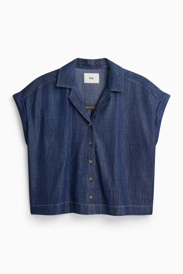 Damen - Jeansbluse - dunkeljeansblau