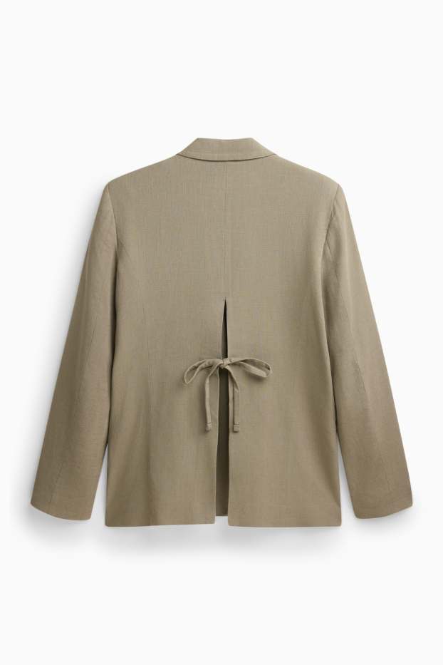 Damen - Blazer mit Leinen-Anteil - Relaxed Fit - khaki
