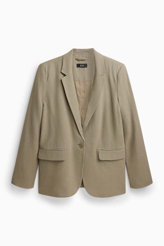 Damen - Blazer mit Leinen-Anteil - Relaxed Fit - khaki