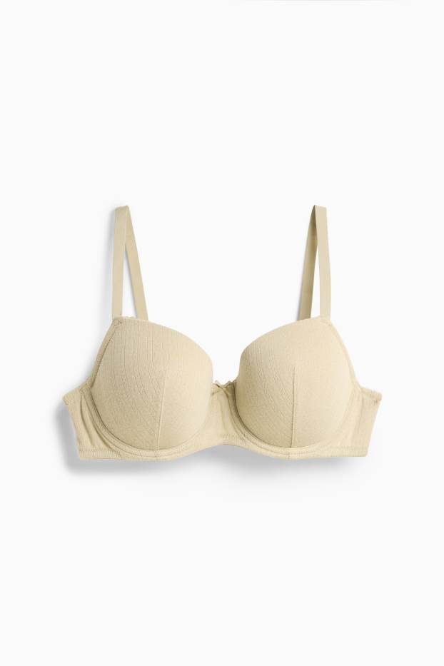 Femmes - Soutien-gorge en pointelle avec armatures - DEMI - ampliforme - beige