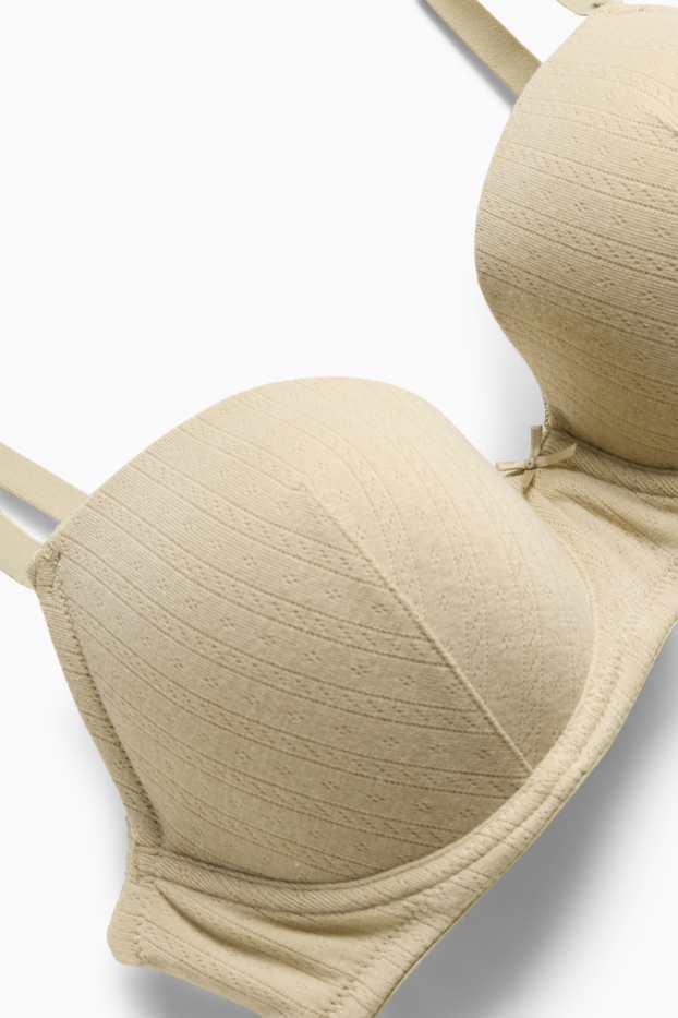 Femmes - Soutien-gorge en pointelle avec armatures - DEMI - ampliforme - beige