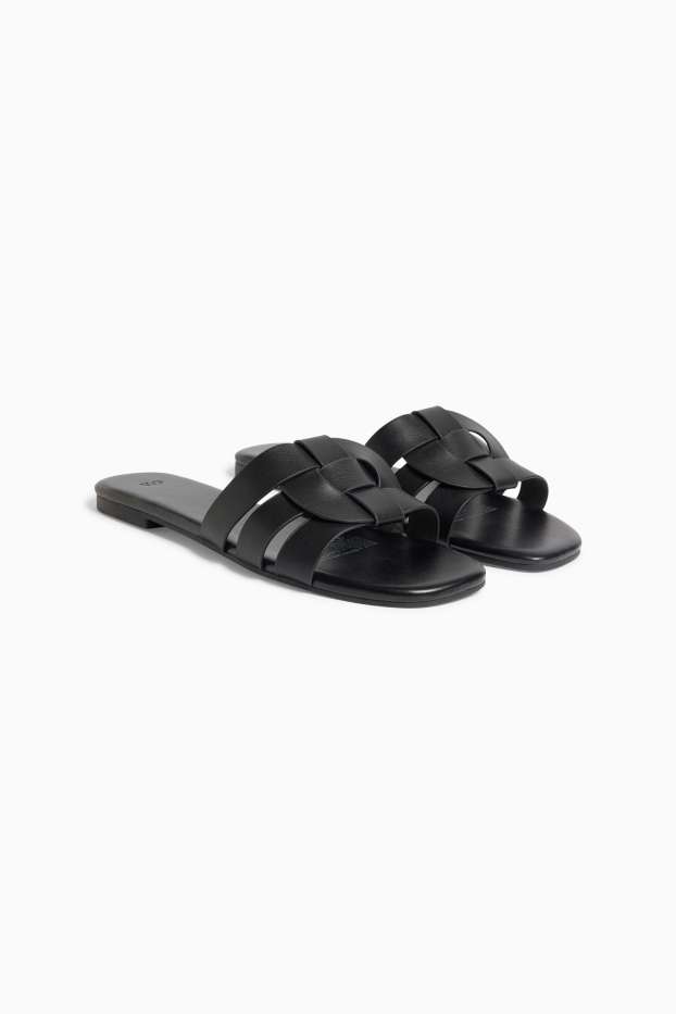 Women - Sandals - faux leather - black