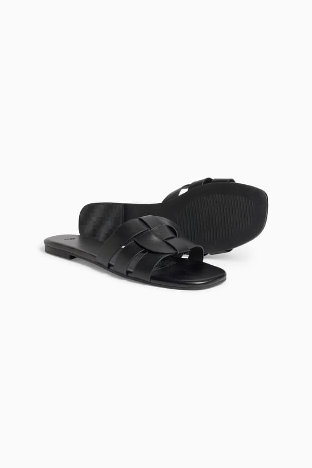 Women - Sandals - faux leather - black