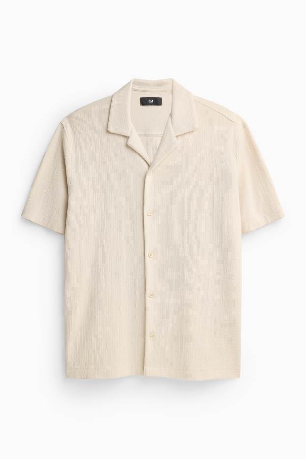 Herren - Hemd - Regular Fit - Reverskragen - strukturiert - weiß