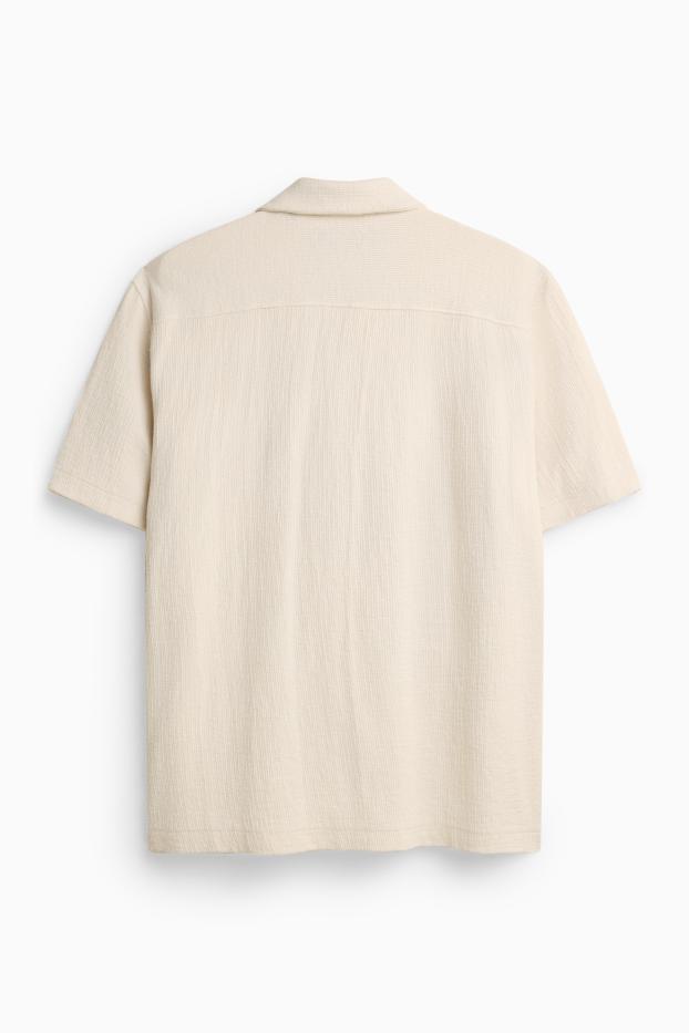 Herren - Hemd - Regular Fit - Reverskragen - strukturiert - weiß