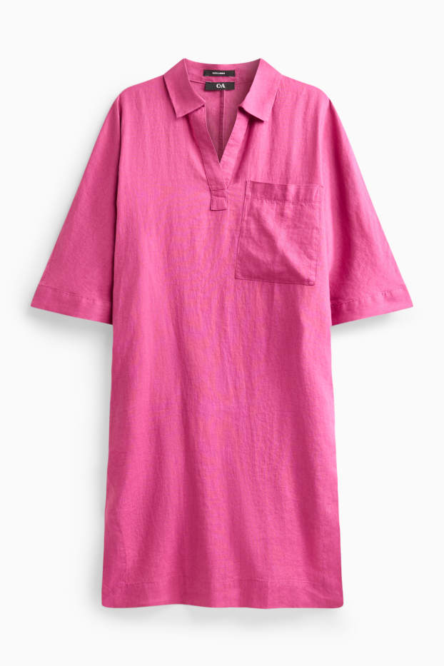 Women - Linen dress - straight fit - pink