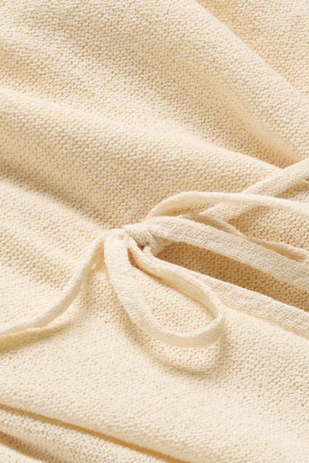 Damen - Strickpullover - kurzarm - cremefarben