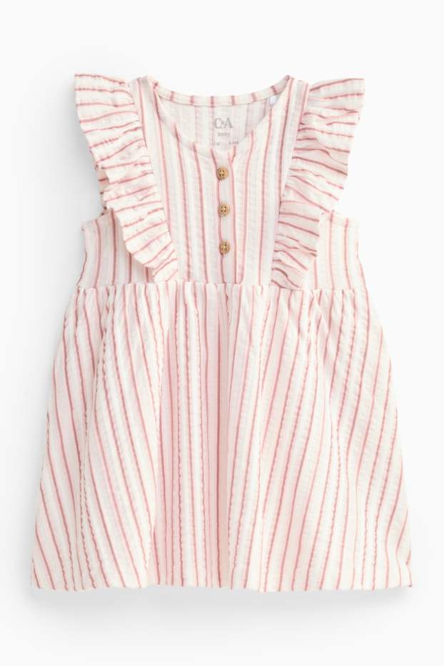 Bebeluși - fete - Rochie bebeluși - cu dungi - alb / roșu