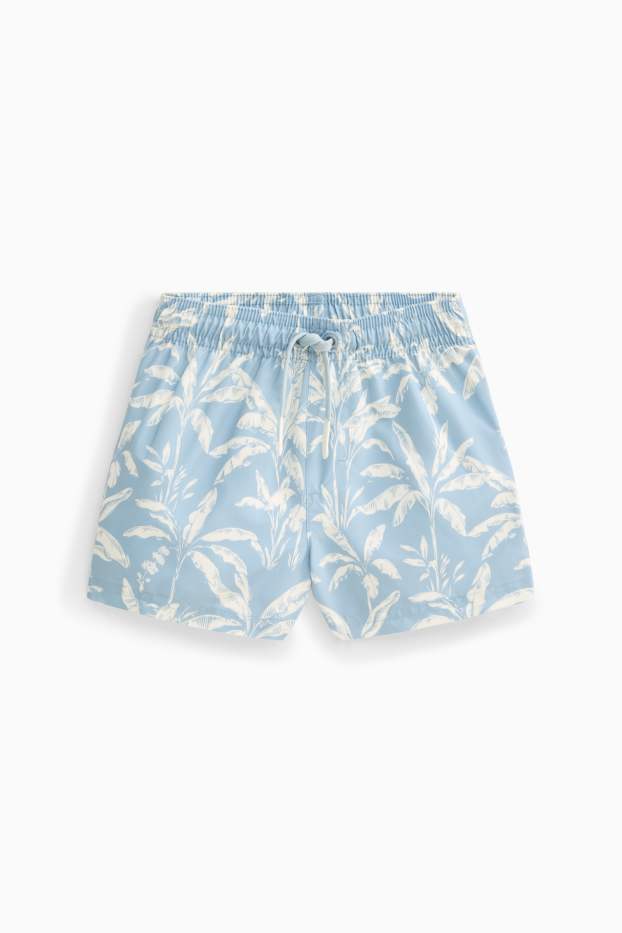 Baby: jongens - Mini Me - palmboom - zwemshort - lichtblauw