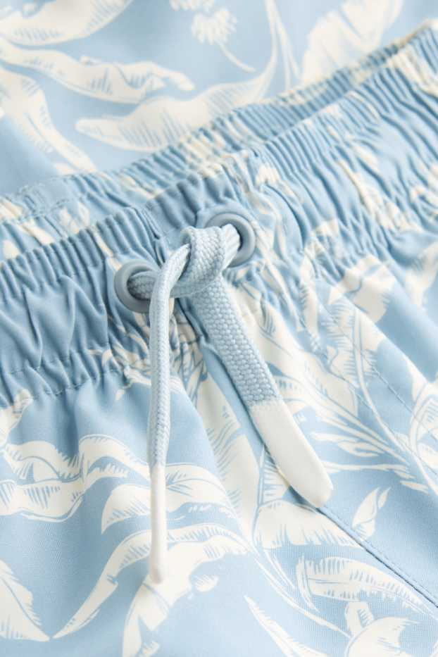 Baby: jongens - Mini Me - palmboom - zwemshort - lichtblauw