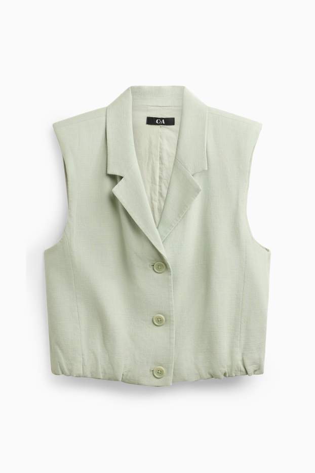 Damen - Weste mit Leinen-Anteil - tailliert - hellgrün