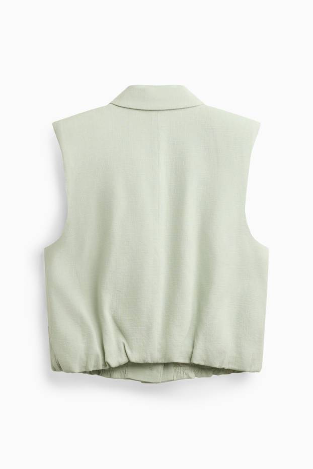 Damen - Weste mit Leinen-Anteil - tailliert - hellgrün