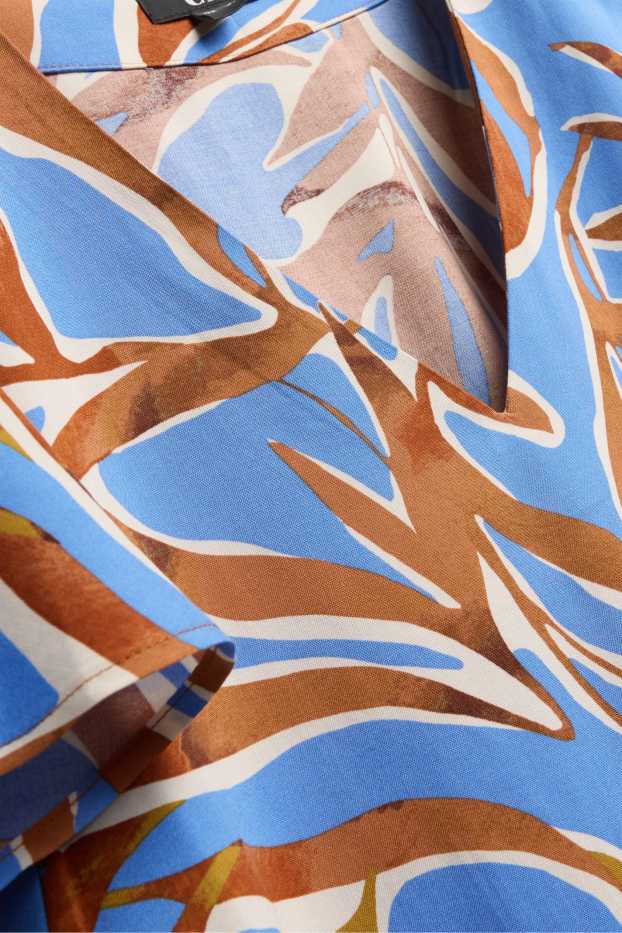 Women - V-neck blouse - patterned - brown / blue