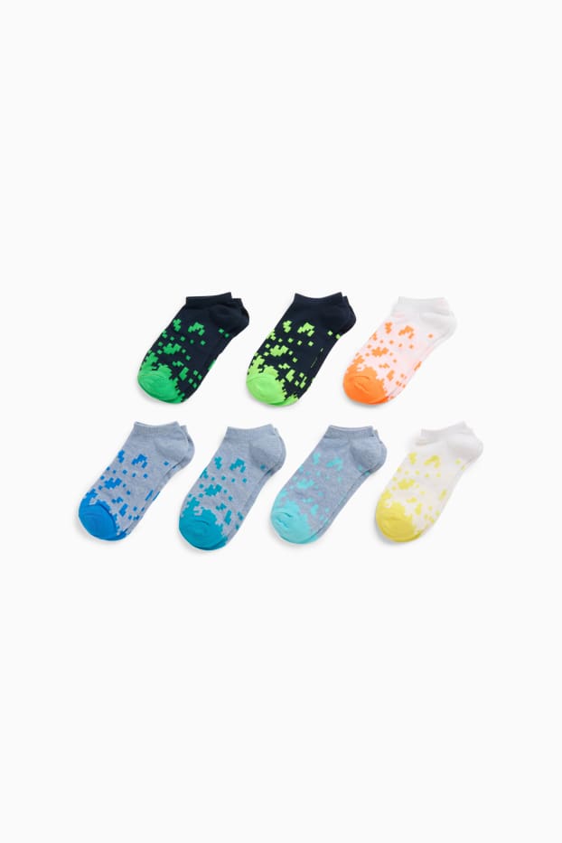 Kinder Jungen - Multipack 7er - Pixel - Sneakersocken - blau