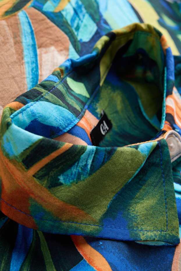 Damen - Bluse - gemustert - orange / blau