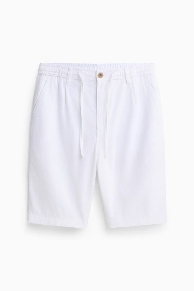 Men - Shorts - linen blend - white
