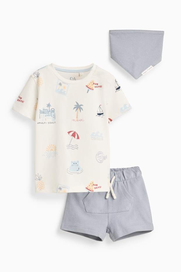 Baby: jongens - Baby outfit - wit / grijs