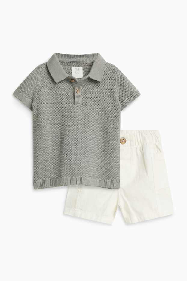 Miminka - chlapci - Outfit pro miminka - 2dílný - se vzorem - bílá/zelená