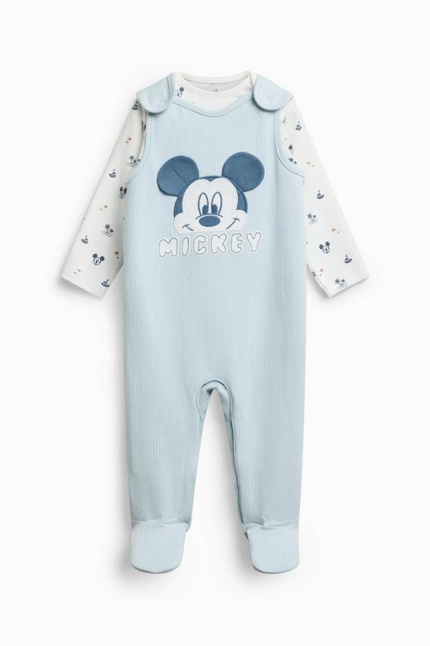 Miminka - chlapci - Sada dětského overalu - bílá / světle modrá