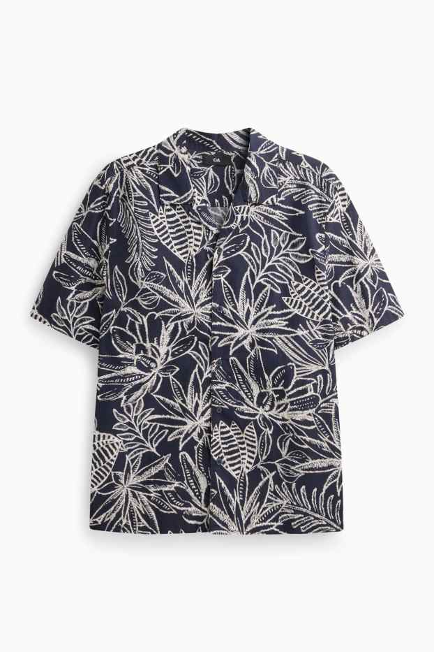 Herren - Hemd - Regular Fit - Reverskragen - gemustert - dunkelblau