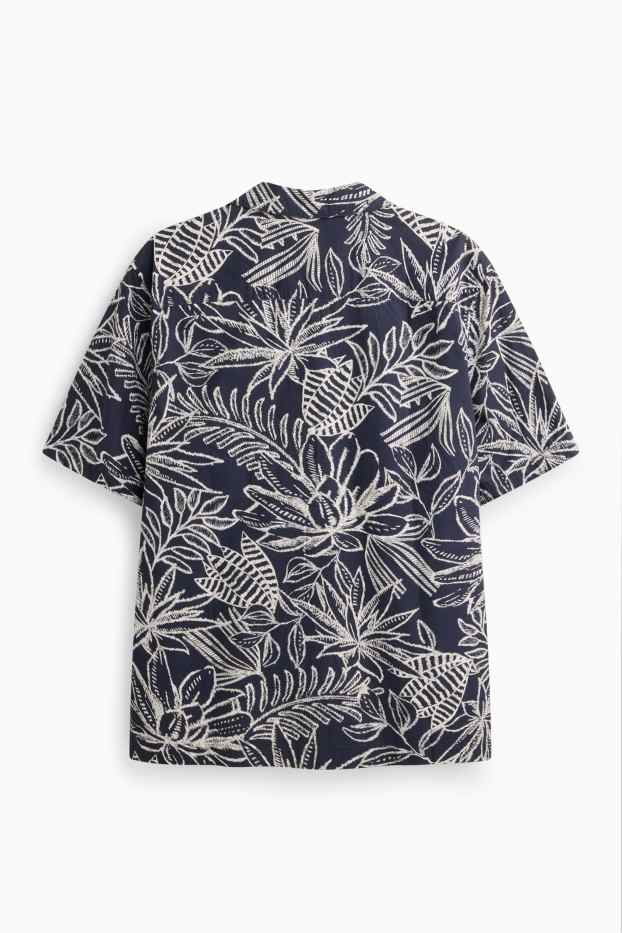 Herren - Hemd - Regular Fit - Reverskragen - gemustert - dunkelblau